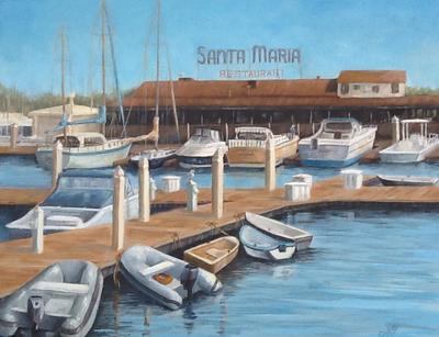 Docked For Dinner - Acrylic, 16x20, stretched canvas