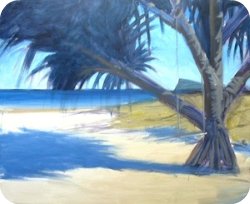 free painting lesson, how to paint a beach landscape