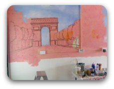 how to paint a mural - blocking in how to paint a mural - blocking in