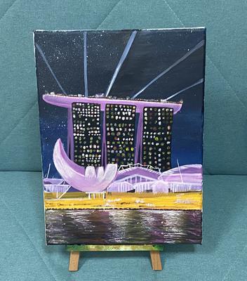 The world’s most iconic hotel, Marina Bay Sands, Singapore Acrylic Painting