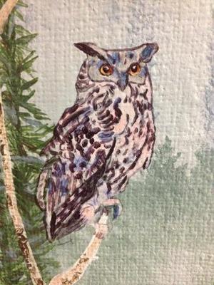 Owl on Burlap - owl